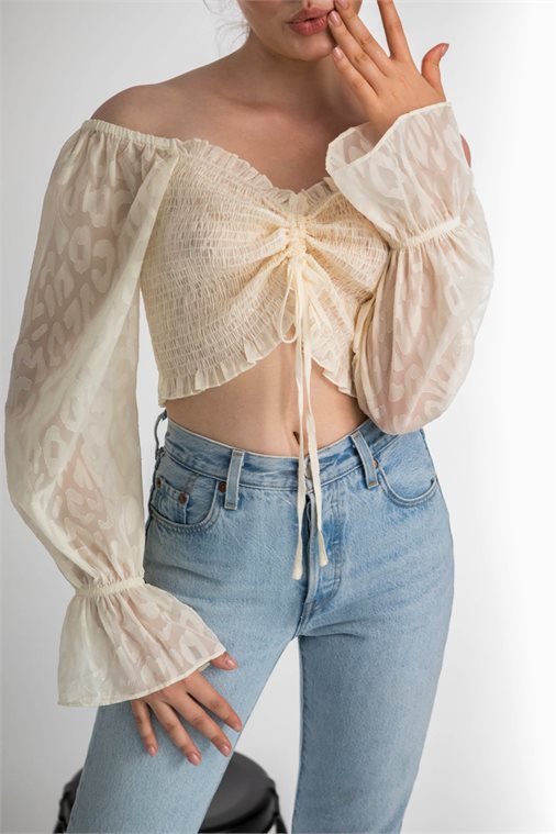 CROPPED TOP MΕ ΔΑΝΤΕΛΑ